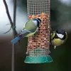 Elle **imite** souvent ses congénères. Elle suit une première Mésange charbonnière **à la mangeoire** avant d’aller se poser elle aussi pour prendre une graine.